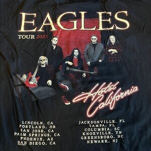 Eagles Hotel California Tour Graphic TShirt Black Estimated Size 2XL